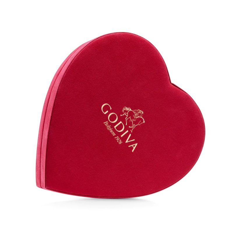 Godiva Kırmızı Kadife Kalp Kutu - Pralin